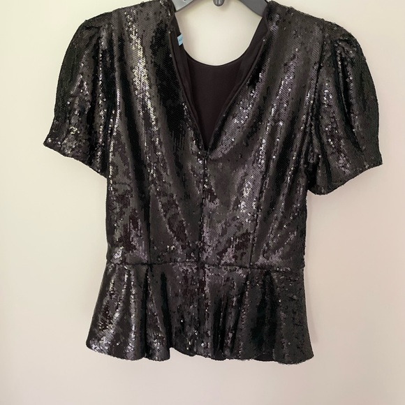 NWT women’s sequin peplum top - blk size 2 - Picture 3 of 12